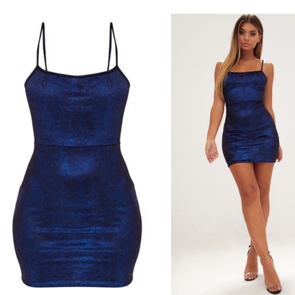 blue glitter bodycon dress